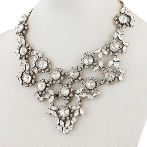 {J. CREW} FLORAL CRYSTAL STATEMENT NECKLACE - Picture 2 of 2